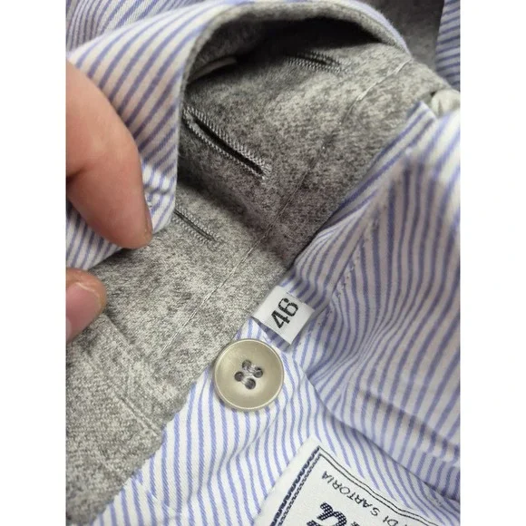 Rota Pantaloni Pants Mens 32x28 Gray Wool Flat Front Cuffed Lined Italy 46